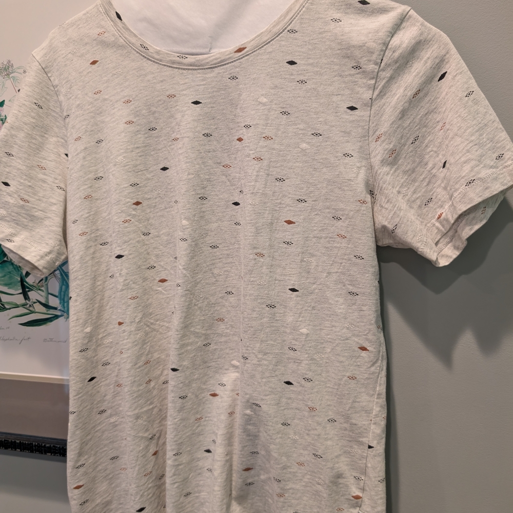 Eddie Bauer Short Sleeve Tee - Cream with Multicolor Accents